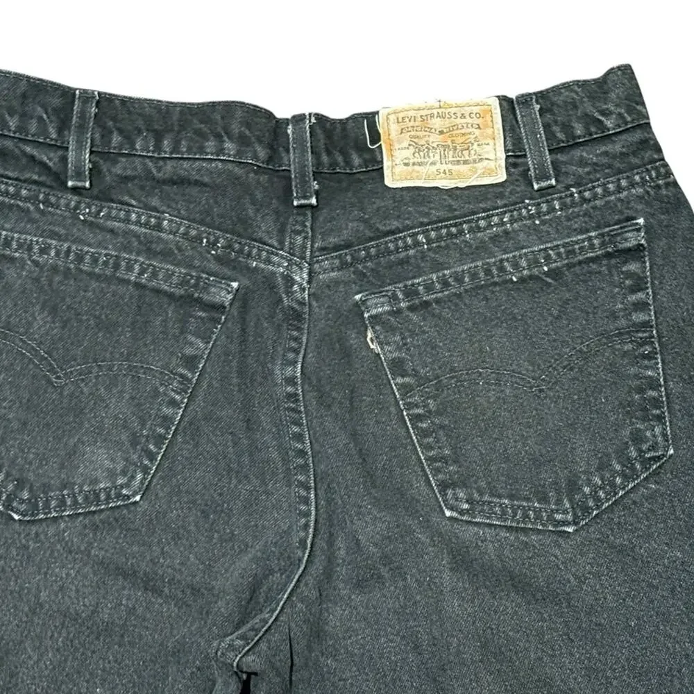 Vintage Levi's Size 36 x 32 Black Cotton Denim 545 Loose Fit Jeans from 1993